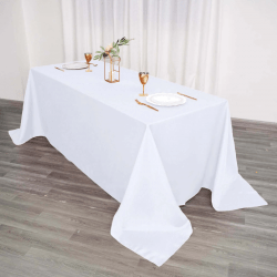 White Seamless Polyester Rectangular Tablecloth 1733729439 Rectangular Elegant Table Cover